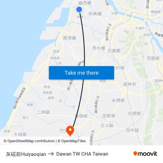 灰磘前Huiyaoqian to Dawan TW CHA Taiwan map