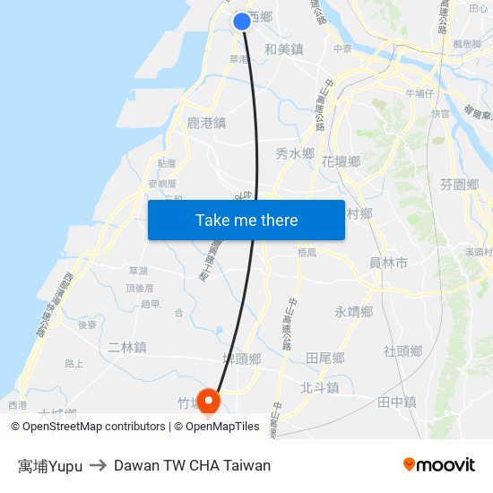 寓埔Yupu to Dawan TW CHA Taiwan map