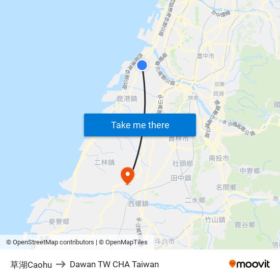 草湖Caohu to Dawan TW CHA Taiwan map