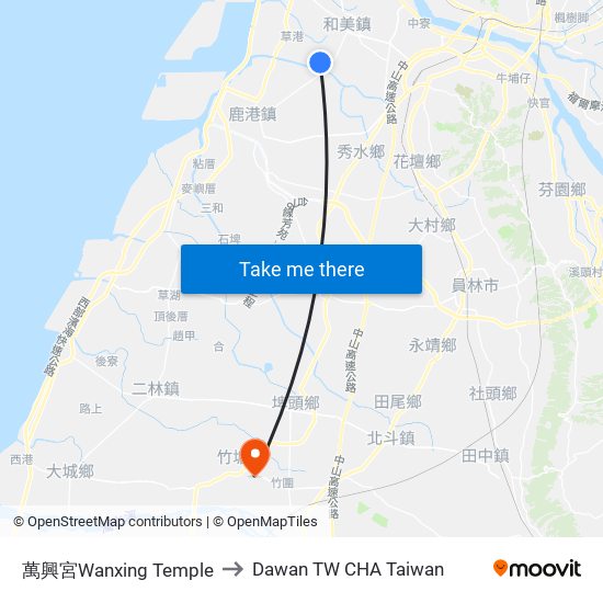 萬興宮Wanxing Temple to Dawan TW CHA Taiwan map