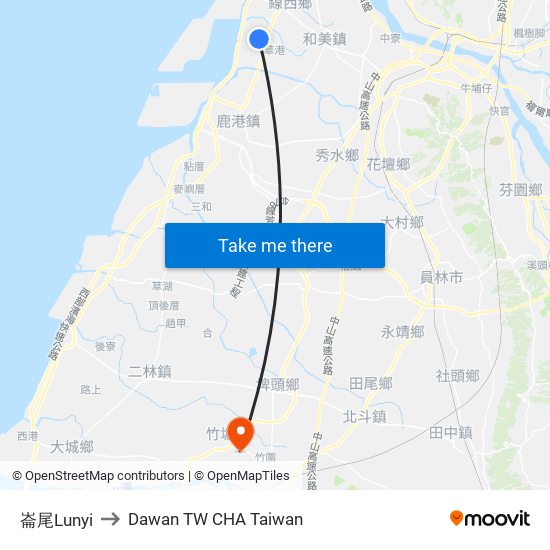 崙尾Lunyi to Dawan TW CHA Taiwan map