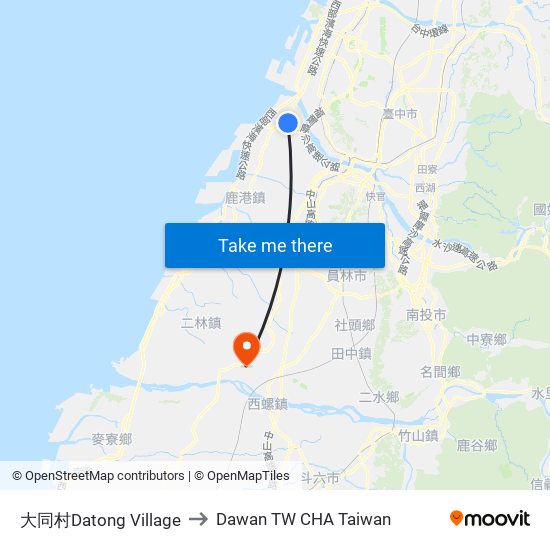 大同村Datong Village to Dawan TW CHA Taiwan map