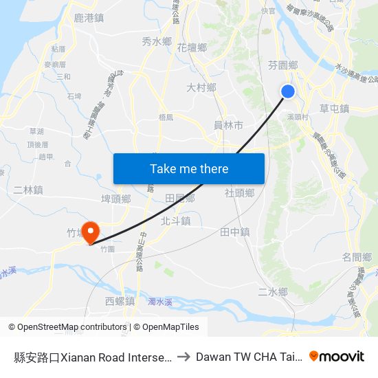 縣安路口Xianan Road Intersection to Dawan TW CHA Taiwan map