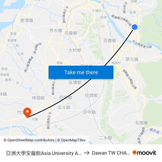 亞洲大學安藤館Asia University Ando Museum to Dawan TW CHA Taiwan map