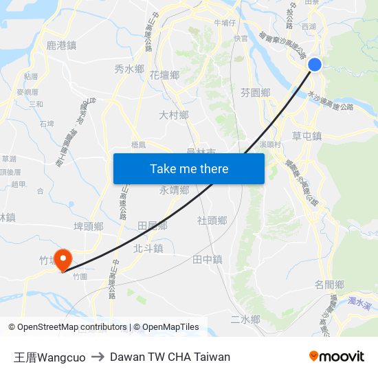 王厝Wangcuo to Dawan TW CHA Taiwan map