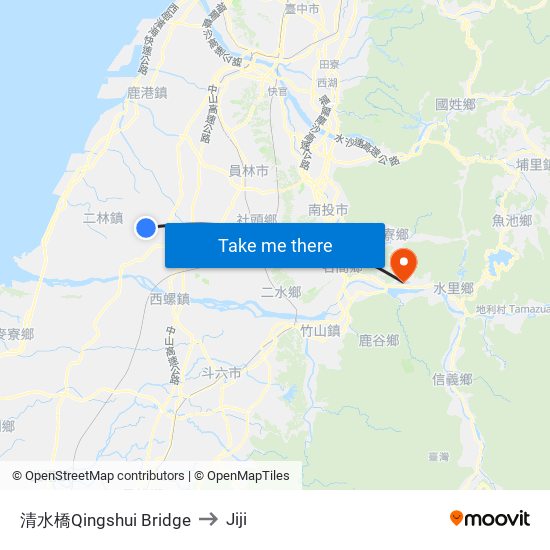 清水橋Qingshui Bridge to Jiji map