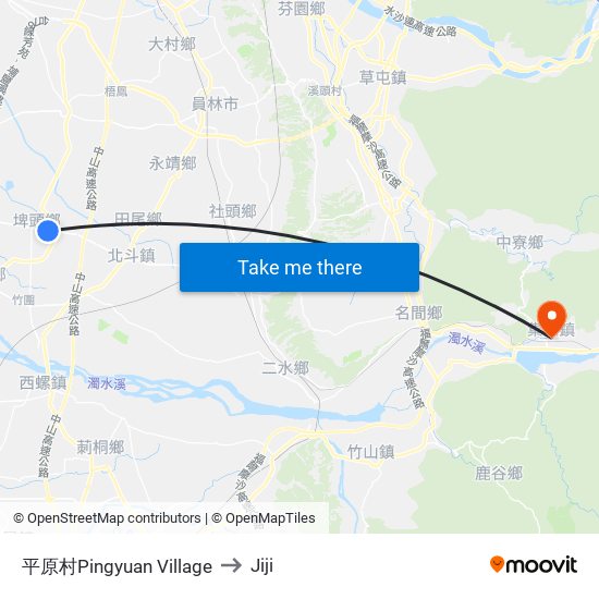 平原村Pingyuan Village to Jiji map