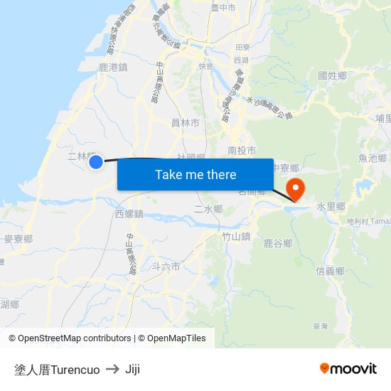 塗人厝Turencuo to Jiji map