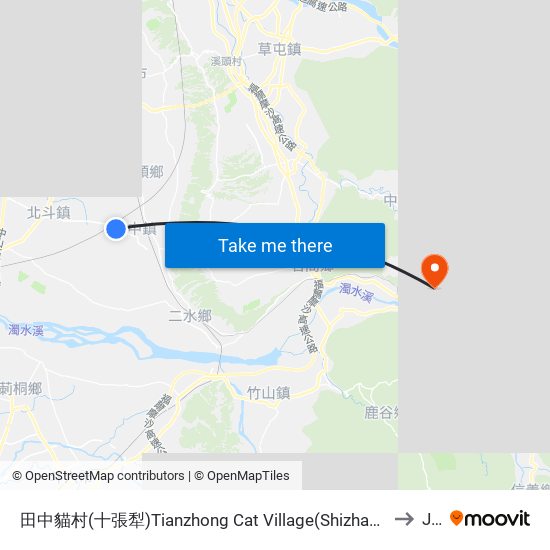 田中貓村(十張犁)Tianzhong Cat Village(Shizhangli) to Jiji map