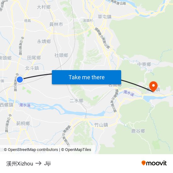 溪州Xizhou to Jiji map