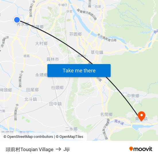 頭前村Touqian Village to Jiji map