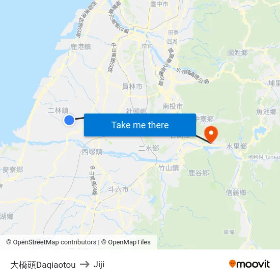Daqiaotou to Jiji map