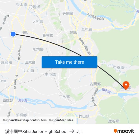溪湖國中Xihu Junior High School to Jiji map