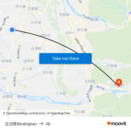 北頂寮Beidingliao to Jiji map