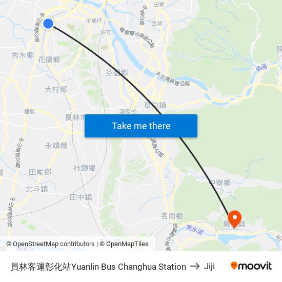 員林客運彰化站Yuanlin Bus Changhua Station to Jiji map