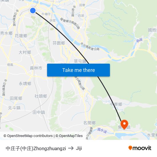 中庄子(中庄)Zhongzhuangzi to Jiji map