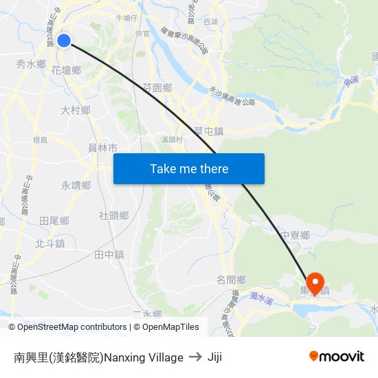 南興里(漢銘醫院)Nanxing Village to Jiji map