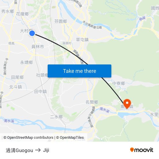 過溝Guogou to Jiji map