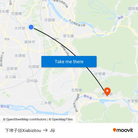 下埤子頭Xiabizitou to Jiji map