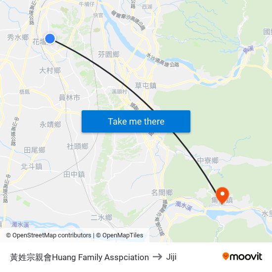 黃姓宗親會Huang Family Asspciation to Jiji map