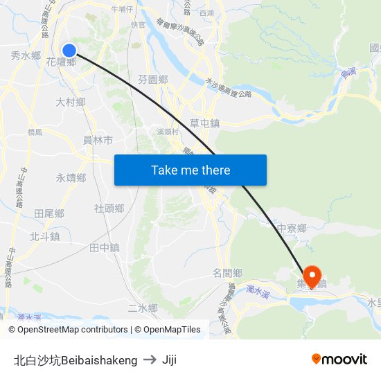 北白沙坑Beibaishakeng to Jiji map