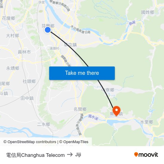 電信局Changhua Telecom to Jiji map