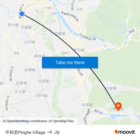 平和里Pinghe Village to Jiji map