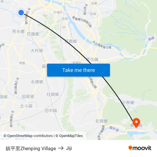 鎮平里Zhenping Village to Jiji map