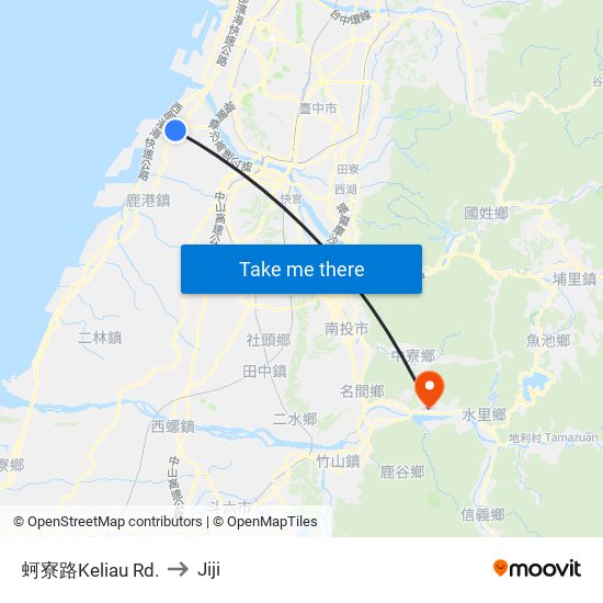 蚵寮路Keliau Rd. to Jiji map