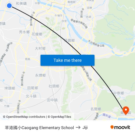 草港國小Caogang Elementary School to Jiji map