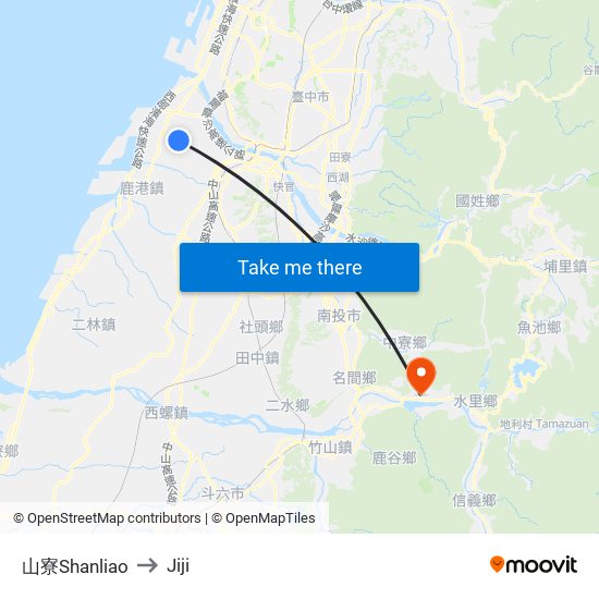 山寮Shanliao to Jiji map