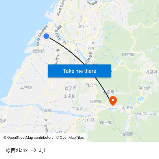 線西Xianxi to Jiji map
