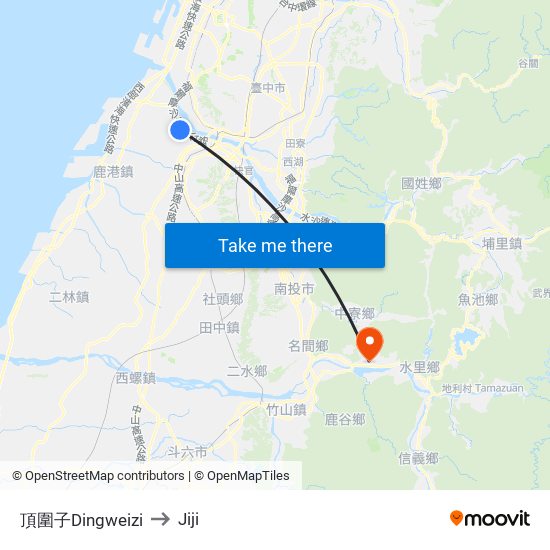 頂圍子Dingweizi to Jiji map