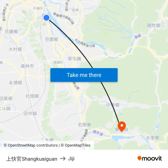 Shangkuaiguan to Jiji map