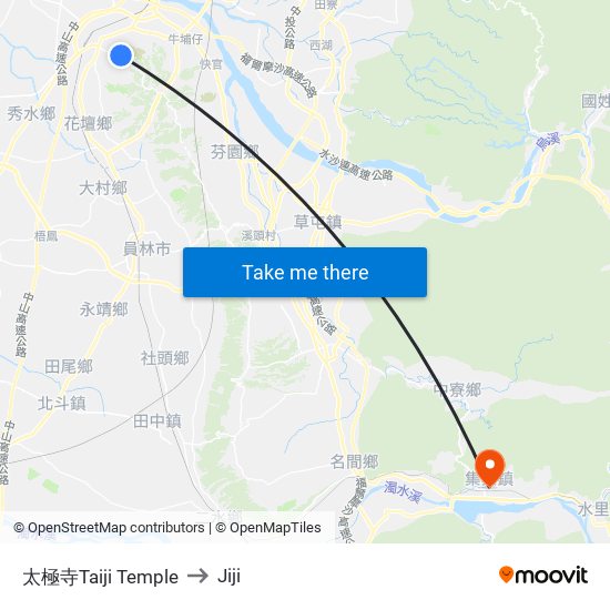 太極寺Taiji Temple to Jiji map
