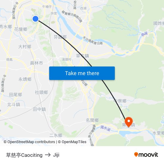 草慈亭Caociting to Jiji map