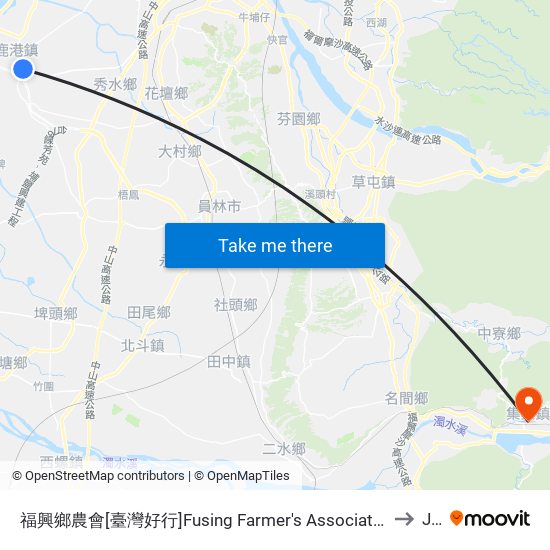 福興鄉農會[臺灣好行]Fusing Farmer's Association to Jiji map