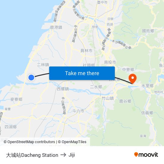 大城站Dacheng Station to Jiji map