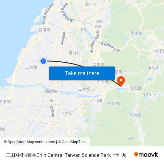 二林中科園區Erlin Central Taiwan Science Park to Jiji map