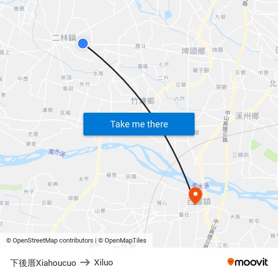 下後厝Xiahoucuo to Xiluo map