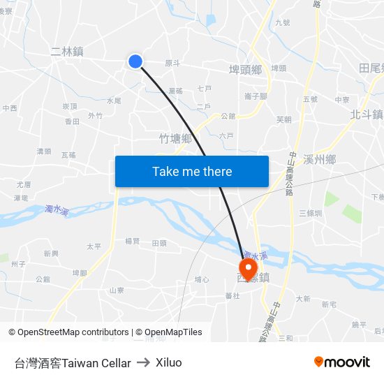 台灣酒窖Taiwan Cellar to Xiluo map