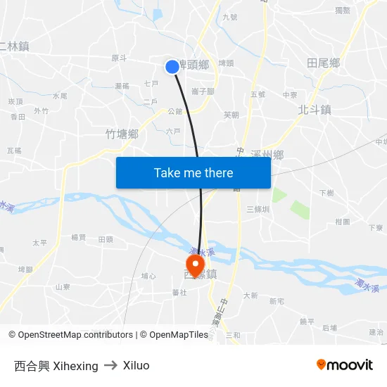 西合興 Xihexing to Xiluo map