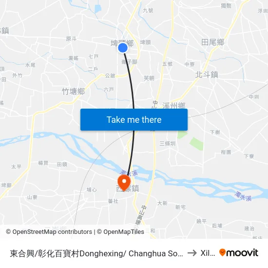 東合興/彰化百寶村Donghexing/ Changhua Souvenir Center to Xiluo map