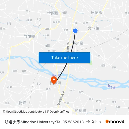 明道大學Mingdao University/Tel:05-5862018 to Xiluo map