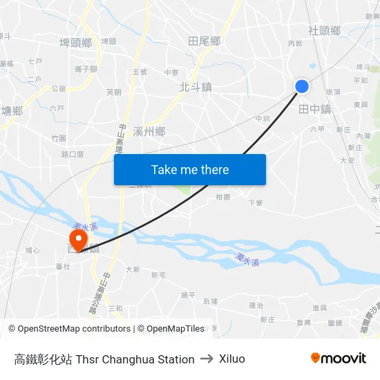 高鐵彰化站 Thsr Changhua Station to Xiluo map