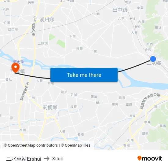 二水車站Ershui to Xiluo map