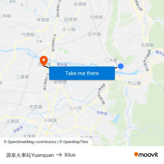 源泉火車站Yuanquan to Xiluo map