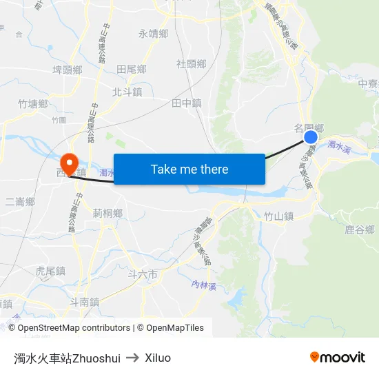 濁水火車站Zhuoshui to Xiluo map