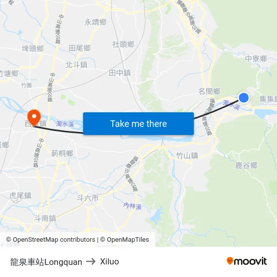 龍泉車站Longquan to Xiluo map