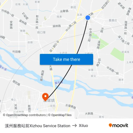 溪州服務站前Xizhou Service Station to Xiluo map